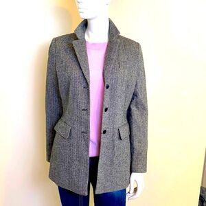 Larry Levine Jacket Blazer Size 4 Black Herringbone  NWOT Levine Classics